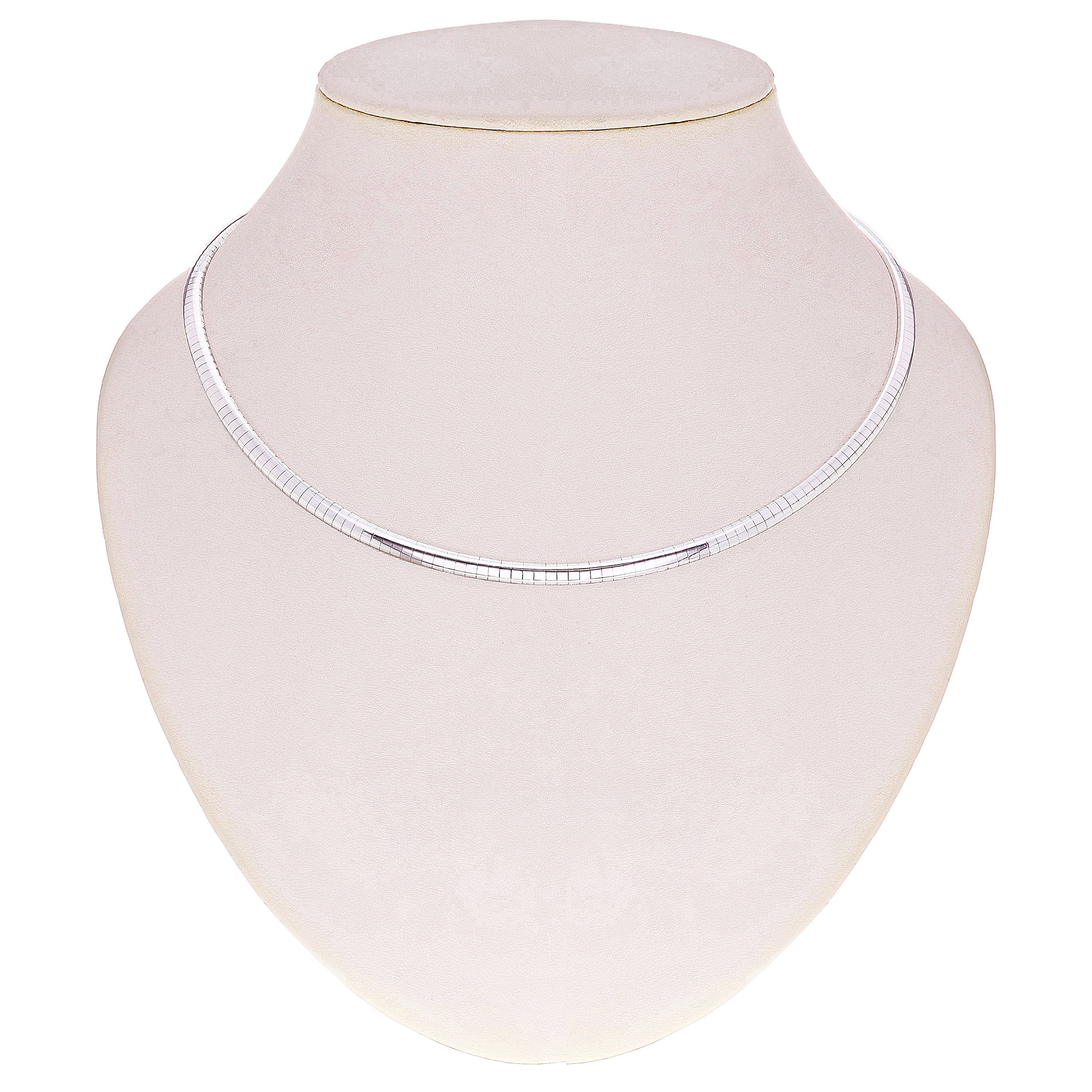 Women's Italian 14k White Gold Omega Necklace Choker 16" 4mm 20.8 grams - 20.8 grams