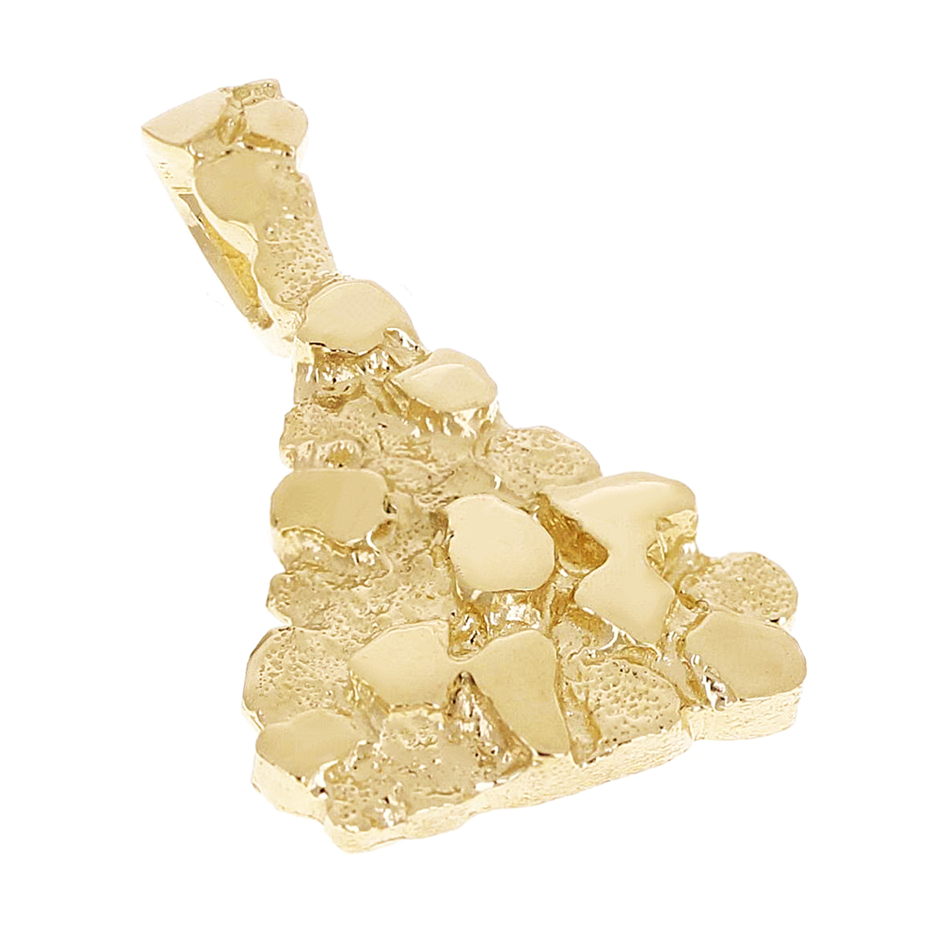 14k Yellow Gold Solid Pyramid Triangle Nugget Charm Pendant 1.1" 4.4 grams