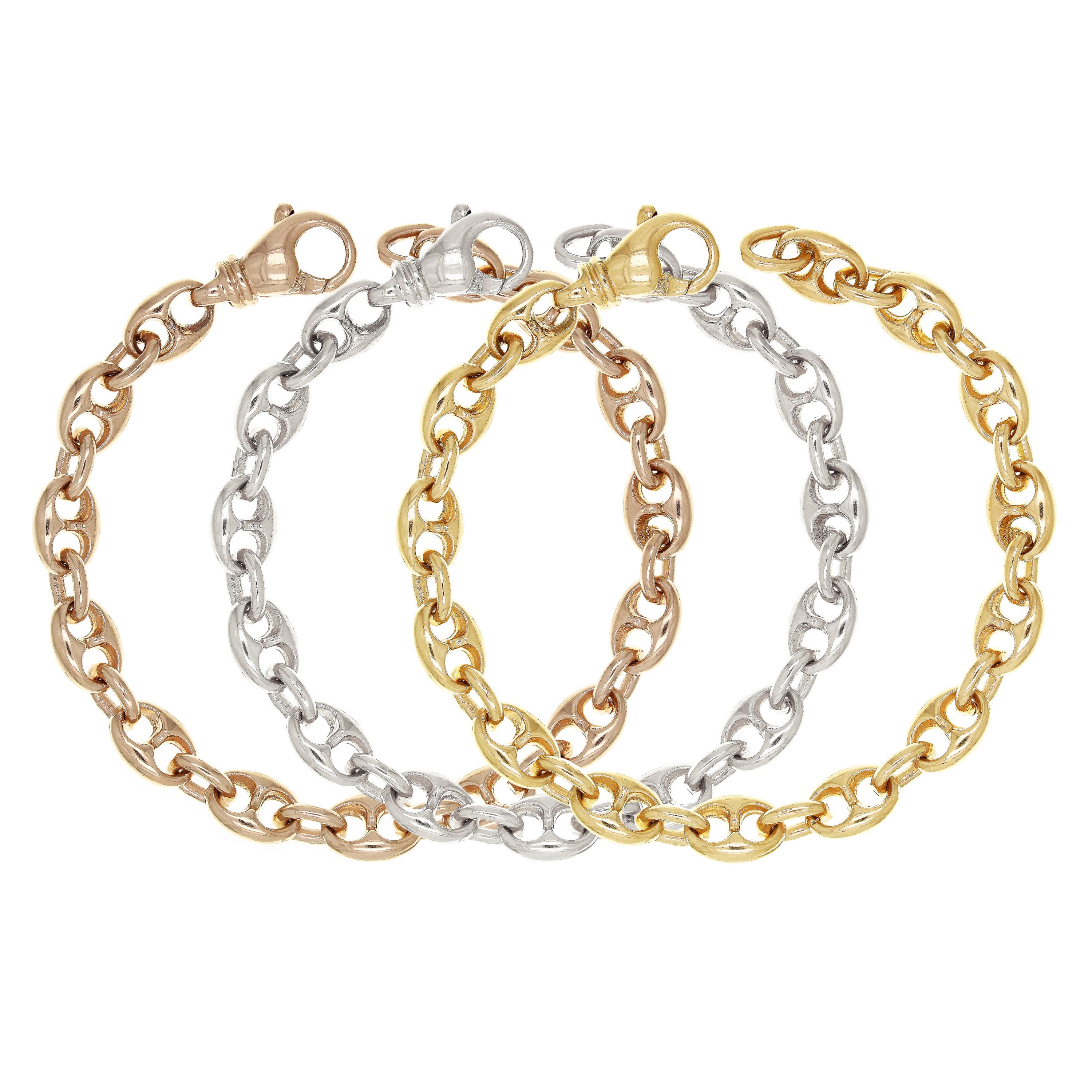 10k Yellow White or Rose Gold Solid Gucci Mariner Link Chain Bracelet 7" 7.5mm 20 grams