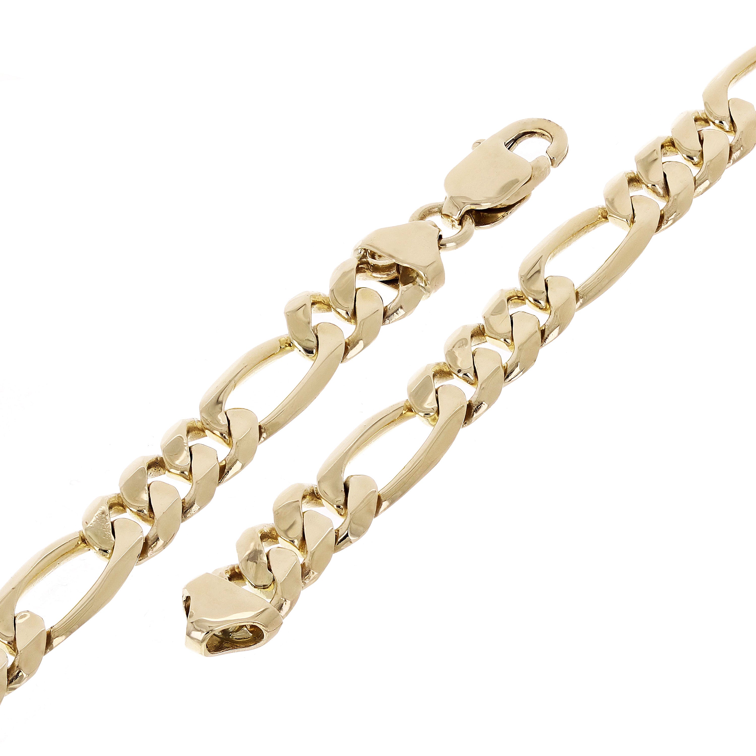 Men's 10k Yellow Gold Solid Figaro Chain Bracelet 8" 7.8mm 18.5 grams - 8"