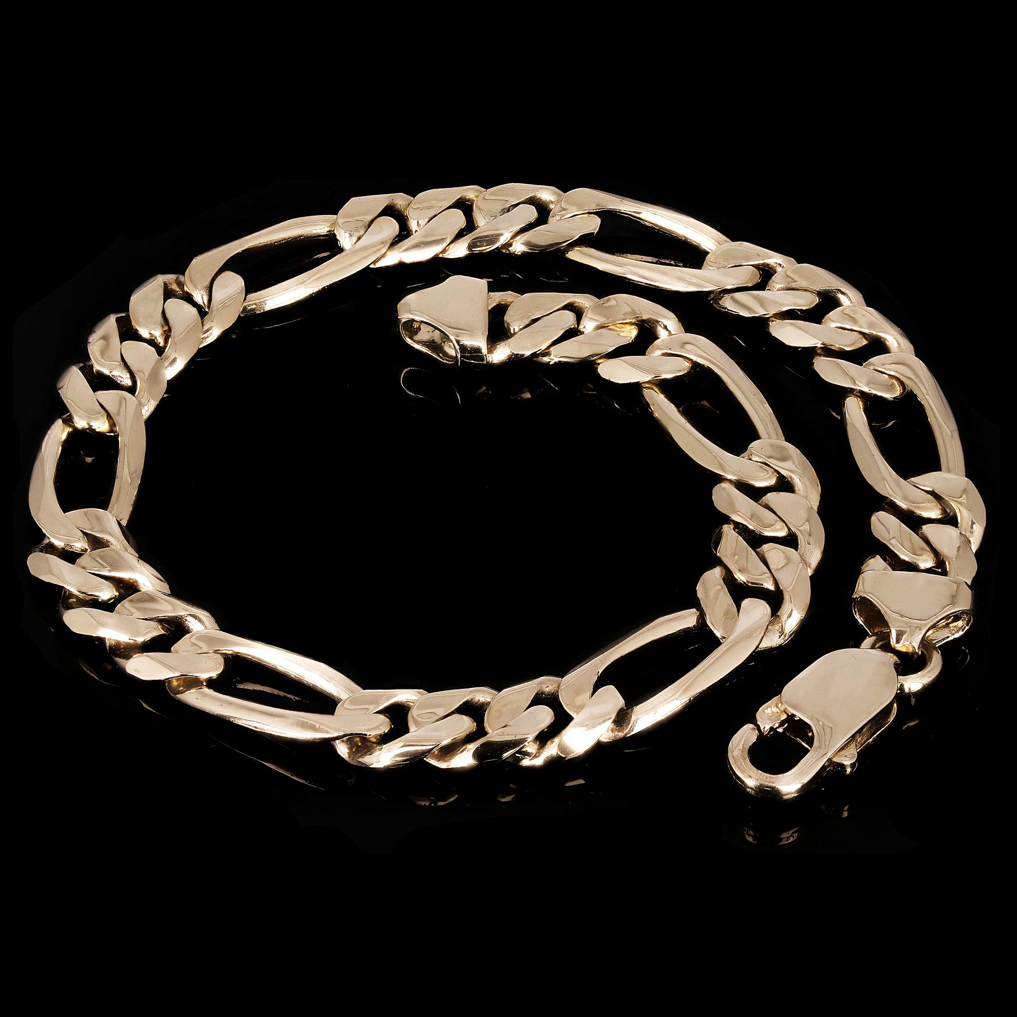 Men's 10k Yellow Gold Solid Figaro Chain Bracelet 7