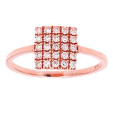14k Rose Gold Square Frame Diamond Ring Size 6 - Rose,Ring Size 6