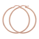 Italian 14k Rose Gold High Polished Plain 2mm Hollow Hoop Earrings 1.6" 2.5grams - Rose,Size 1.6" 2.5 grams