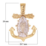 14k Yellow & White Gold Guadalupe Mariner Anchor Pendant 1.1" 3.5 grams