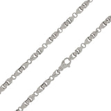 14k White Gold Handmade Fashion Link Necklace 28" 6mm - White,28"