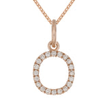 14k Rose Gold Diamond Initial Letter O Charm Pendant Necklace 18" - Letter O,Rose