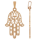 14k Rose Gold Hamsa Hand Of Fatima Evil Eye Pendant - Rose