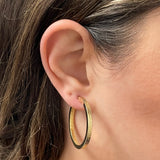 Italian 14k Yellow Gold Greek Key Hollow Hoop Earrings 36.9mm 3.6 grams