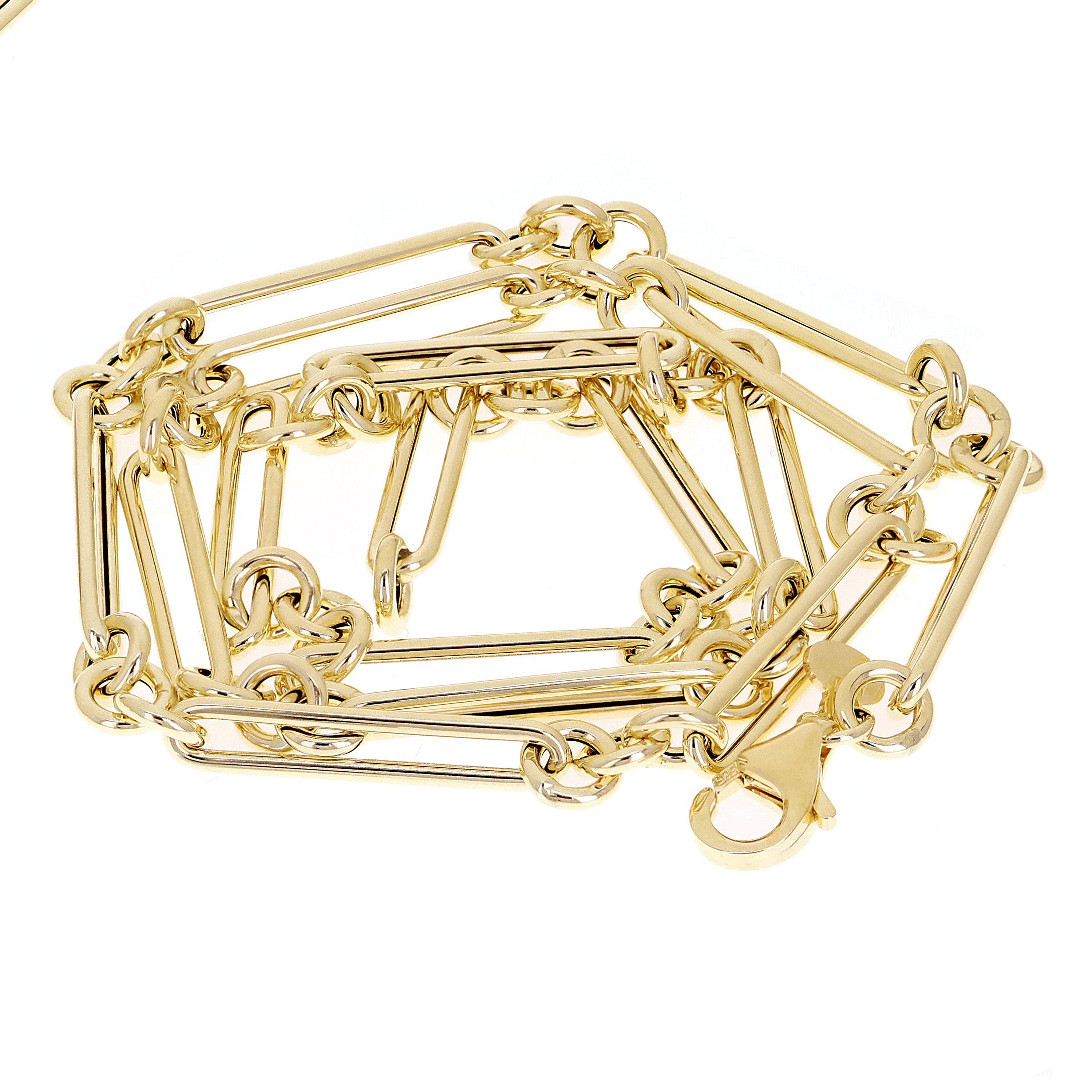 Italian 14k Yellow Gold Hollow Paper Clip Link Necklace 5 mm 18" 5  grams