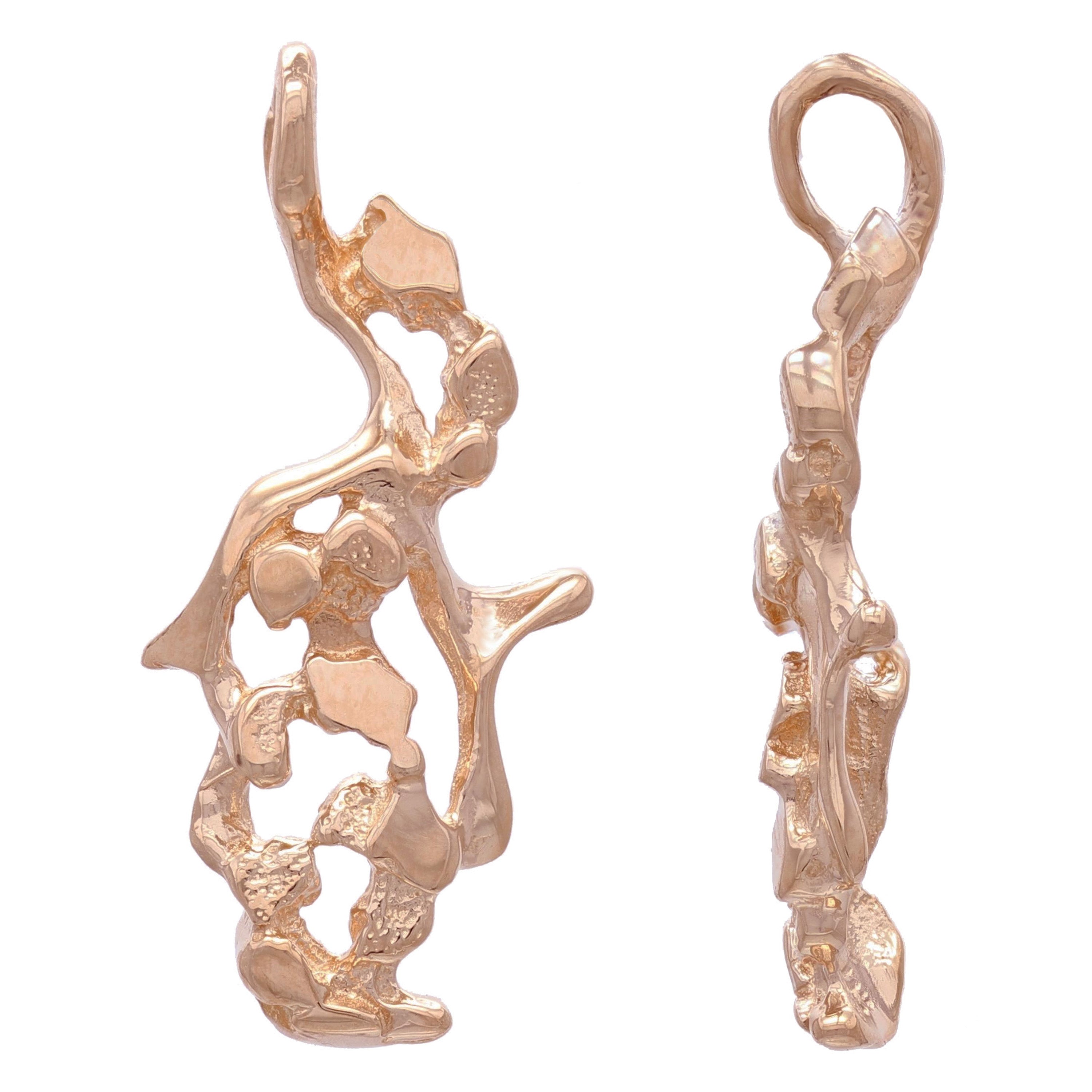 14k Rose Gold Free Form Nugget Charm Pendant 3.3 grams