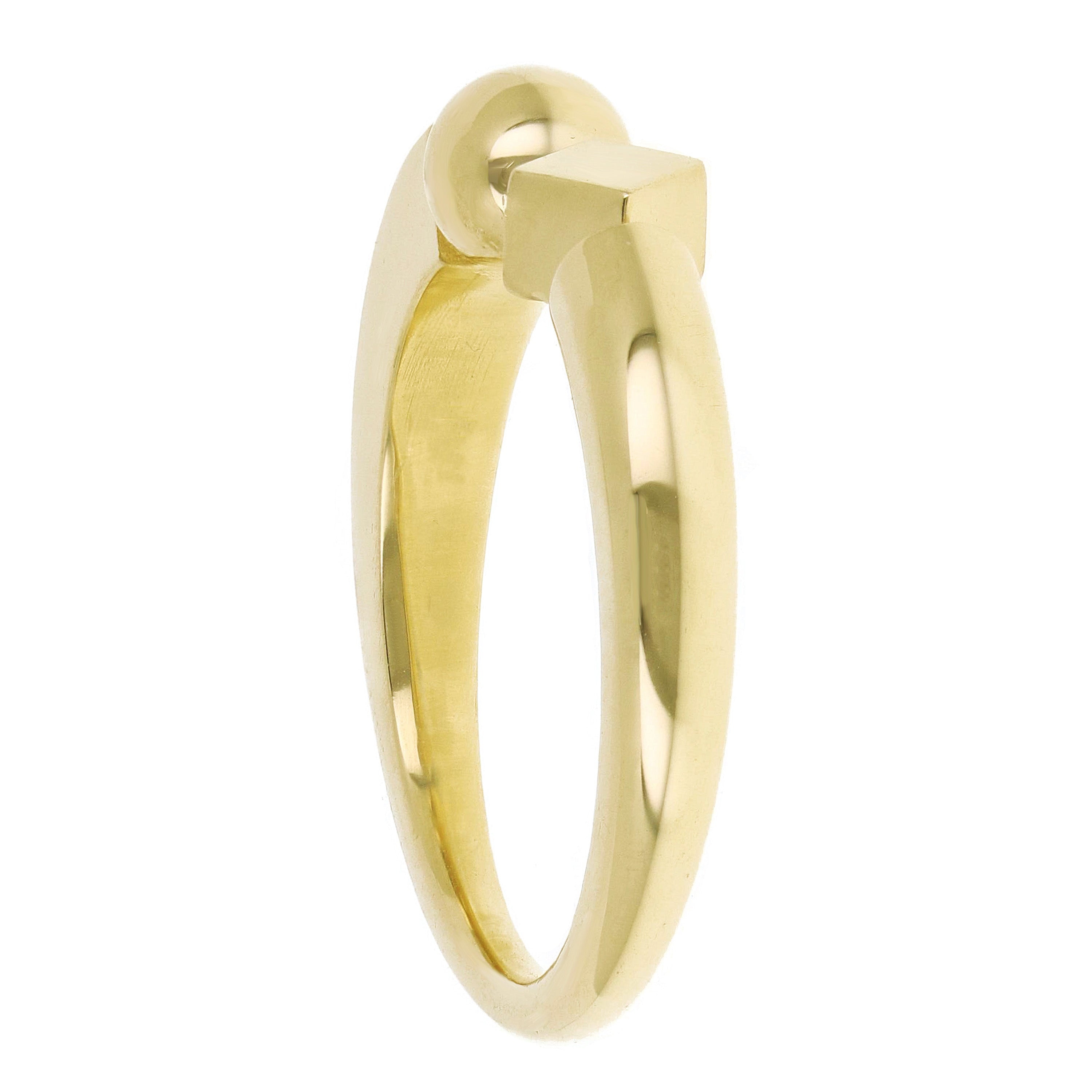 14k Yellow Gold Split Ball & Diamond Shape Open Ring Size 8 - 5.4mm 6.7 grams
