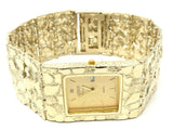 10k Yellow Gold Nugget Wrist Watch Link Geneve Diamond Watch 9.75" 30.5mm 111.8g