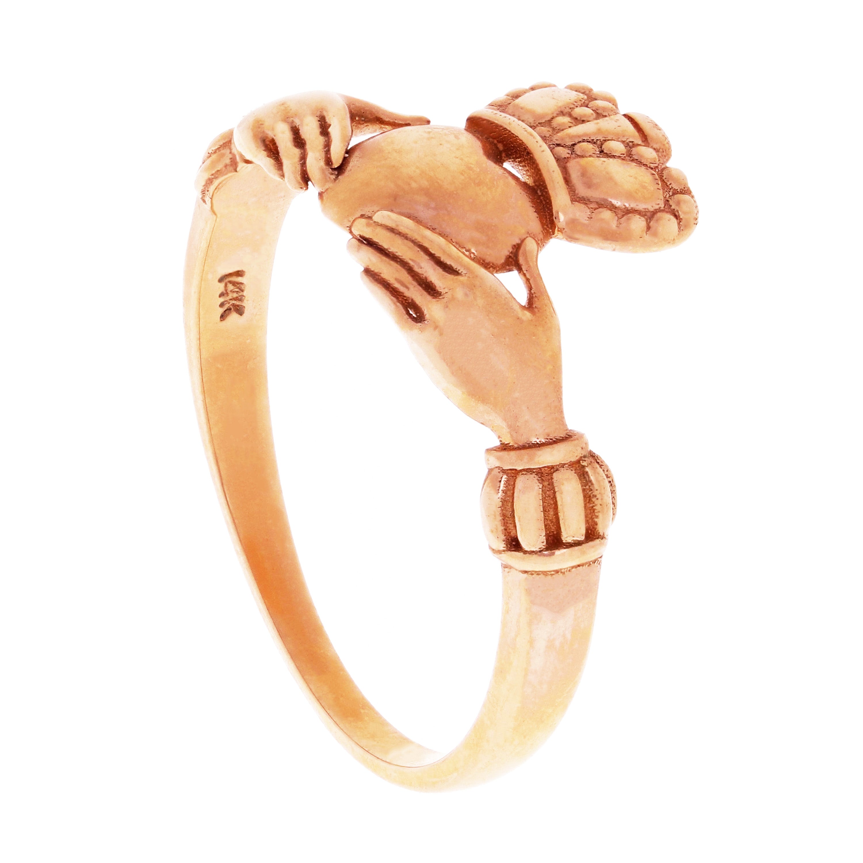 14k Rose Gold Irish Claddagh Love Friendship Ring Size 5 - Rose,Ring Size 5