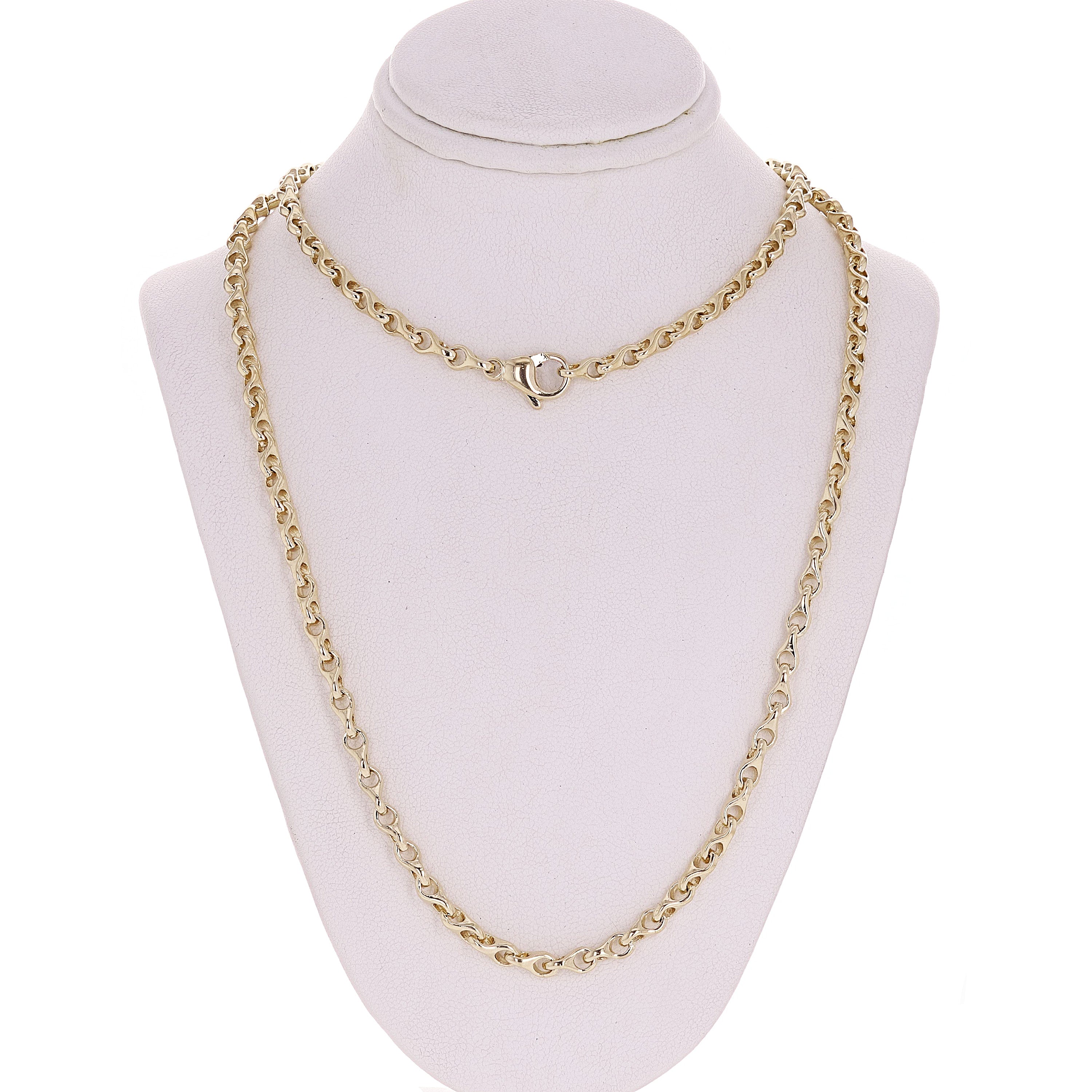Men's 14k Yellow Gold Handmade Fashion Link Necklace 18" 4mm 25.6 grams - Yellow,18"