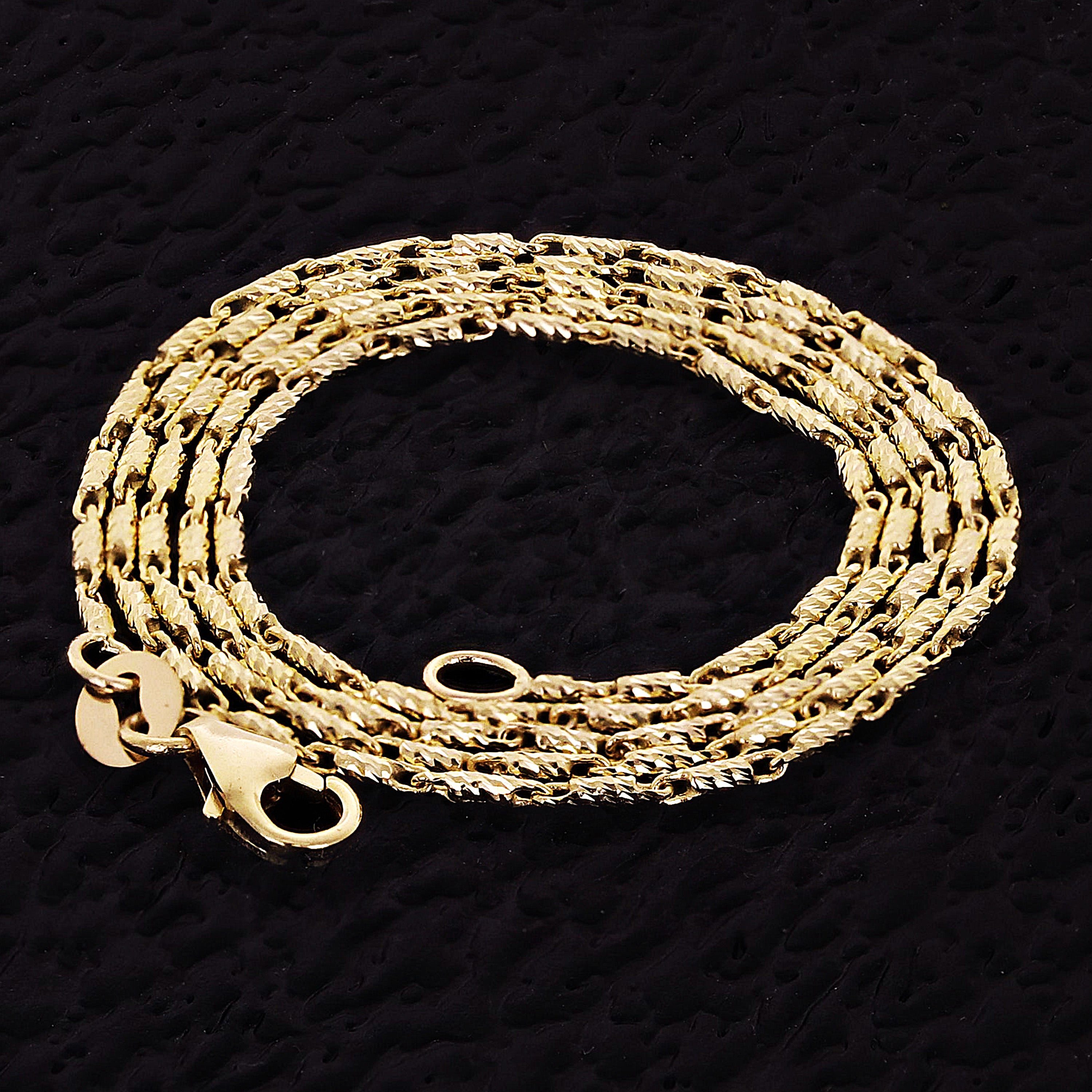 Italian 14k Yellow Gold Solid Raso Chain Necklace 1.2mm 18" 4.2 grams - 18" 4.2 grams