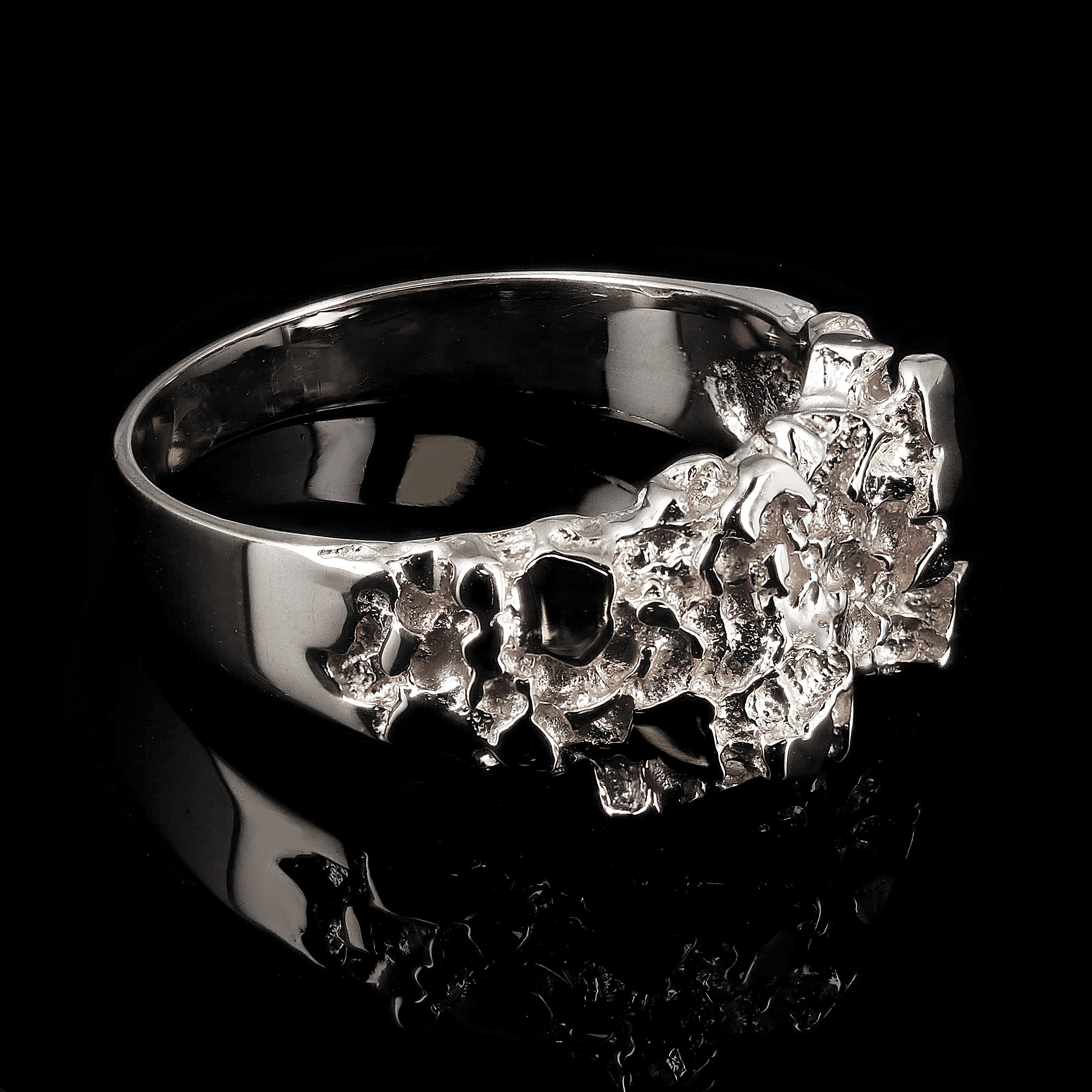 925 Sterling Silver Solid Chunky Nugget Ring Size 9 - Ring Size 9