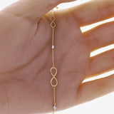 Italian 14k Yellow & White Gold Ball Bead Infinity Link Bracelet 7" 6mm 1.3 grams