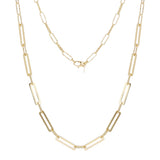Italian 14k Yellow Gold Paper Clip Link Necklace, Bracelet & Earrings Set 16.4 grams