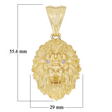 14k Yellow Gold Solid 3D Lion Head Charm Pendant with Diamond Eyes 2.2" 25 grams - Large 25 grams