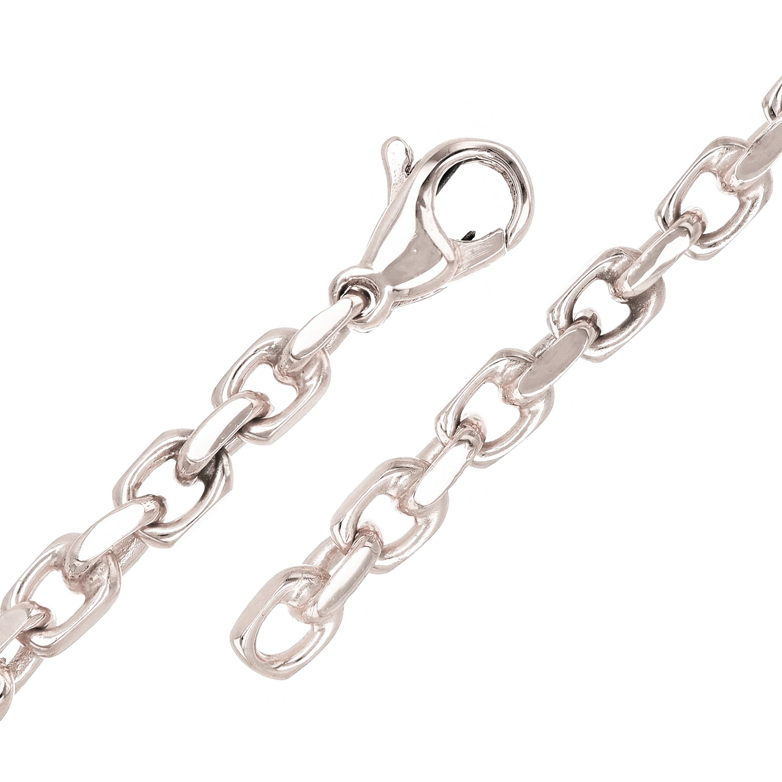 14k White Gold Solid Anchor Link Chain Bracelet 7" 4.5 mm 12.9 grams - White,7"