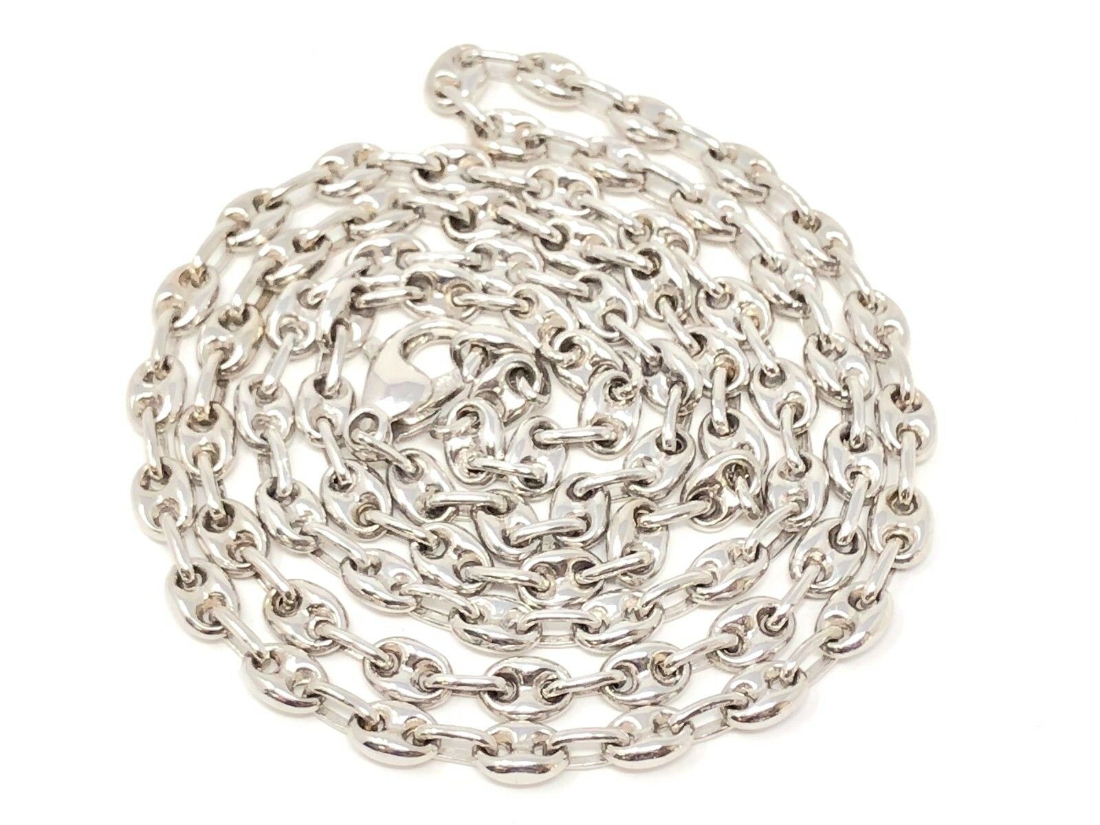 14k White Gold Solid Mariner Link Chain Necklace 24" 4.9mm 37 grams - White,24"