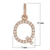 14k Rose Gold Diamond Initial Letter Q Charm Pendant - Letter Q,Rose