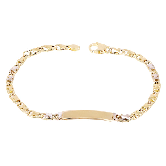 Italian 14k Two Tone Gold Engravable Baby Kids ID Bracelet 6.5