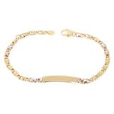Italian 14k Two Tone Gold Engravable Baby Kids ID Bracelet 6.5" 4.7mm 3.1 grams