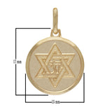Italian 14k Yellow Gold Small Jewish Star of David Hebrew Chai Charm Pendant 2g