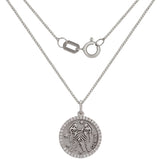 14k White Gold Diamond Zodiac Sign Gemini Pendant Necklace 18" - Gemini,White