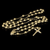 Italian 14k Yellow Gold Beaded Rosary Necklace 26" 6mm 15.2 grams