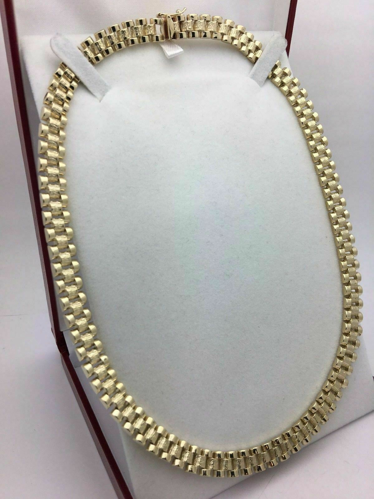 Men's 10k Yellow Gold Solid 18" Watch Link Chain Necklace 8.5 mm 44.2 grams - Yellow,18"