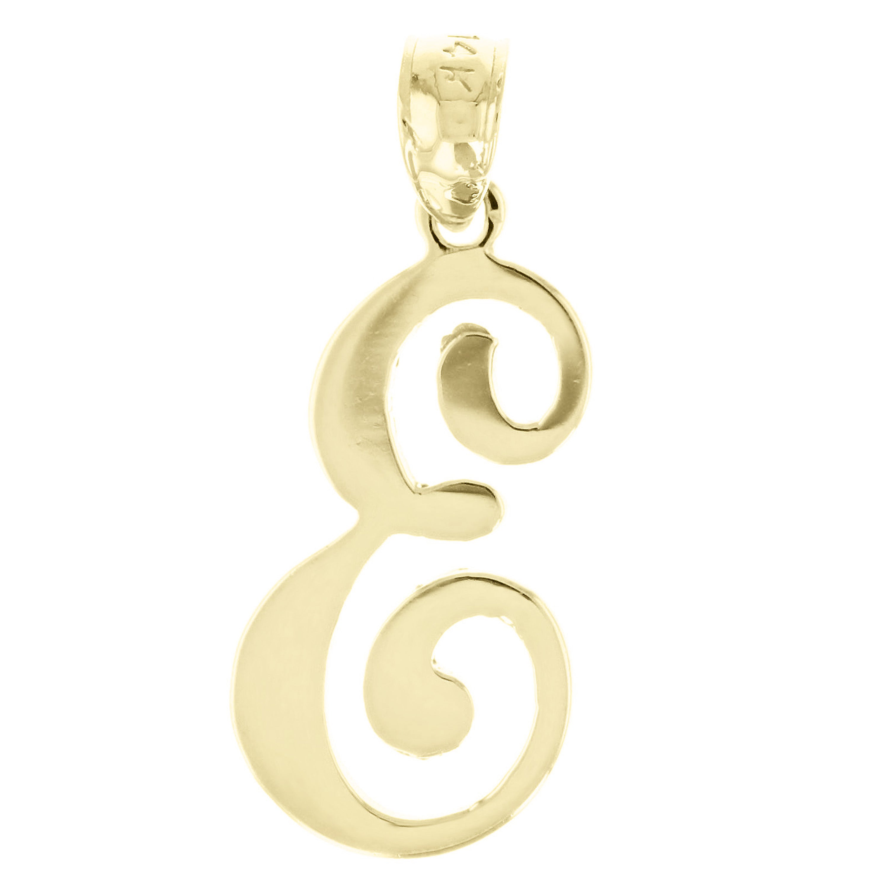 14k Yellow Gold Initial Letter E Alphabet Charm Pendant - Letter E,Yellow