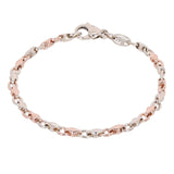 14k Rose & White Gold Handmade Fashion Link Bracelet 7" 4mm 9 grams - 7"