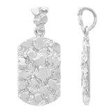 10k White Gold Dog Tag Nugget Charm Pendant 1.35" 5.7 grams - White
