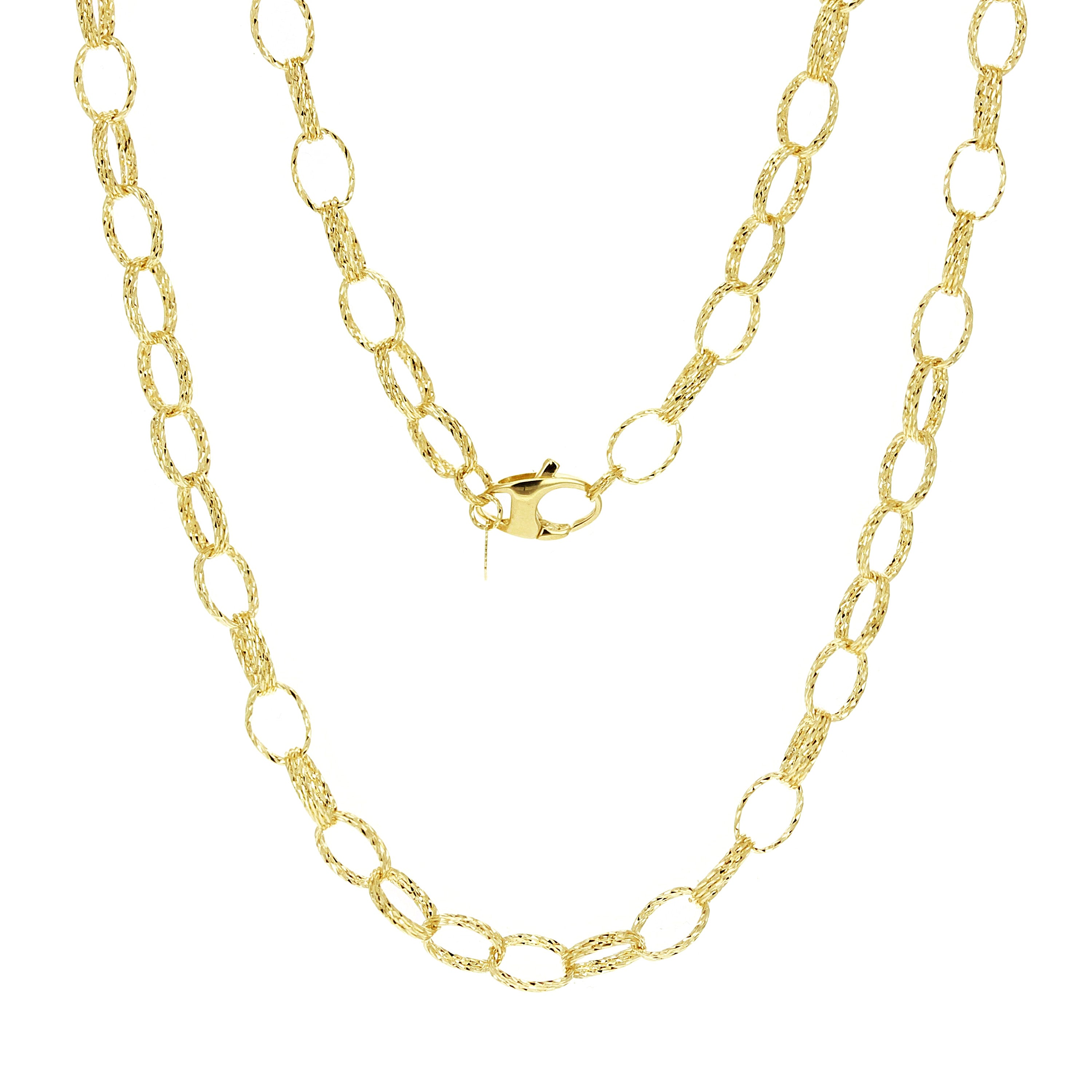 Italian 14k Yellow Gold Diamond Cut Oval Link Chain Necklace 18" 6mm 11.8 grams - 18" 11.8 grams