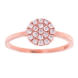14k Rose Gold Round Frame Diamond Ring Size 6 - Rose,Ring Size 6