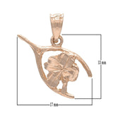 14k Rose Gold Four Leaf Clover Lucky Wish Bone Charm Pendant 0.9gram