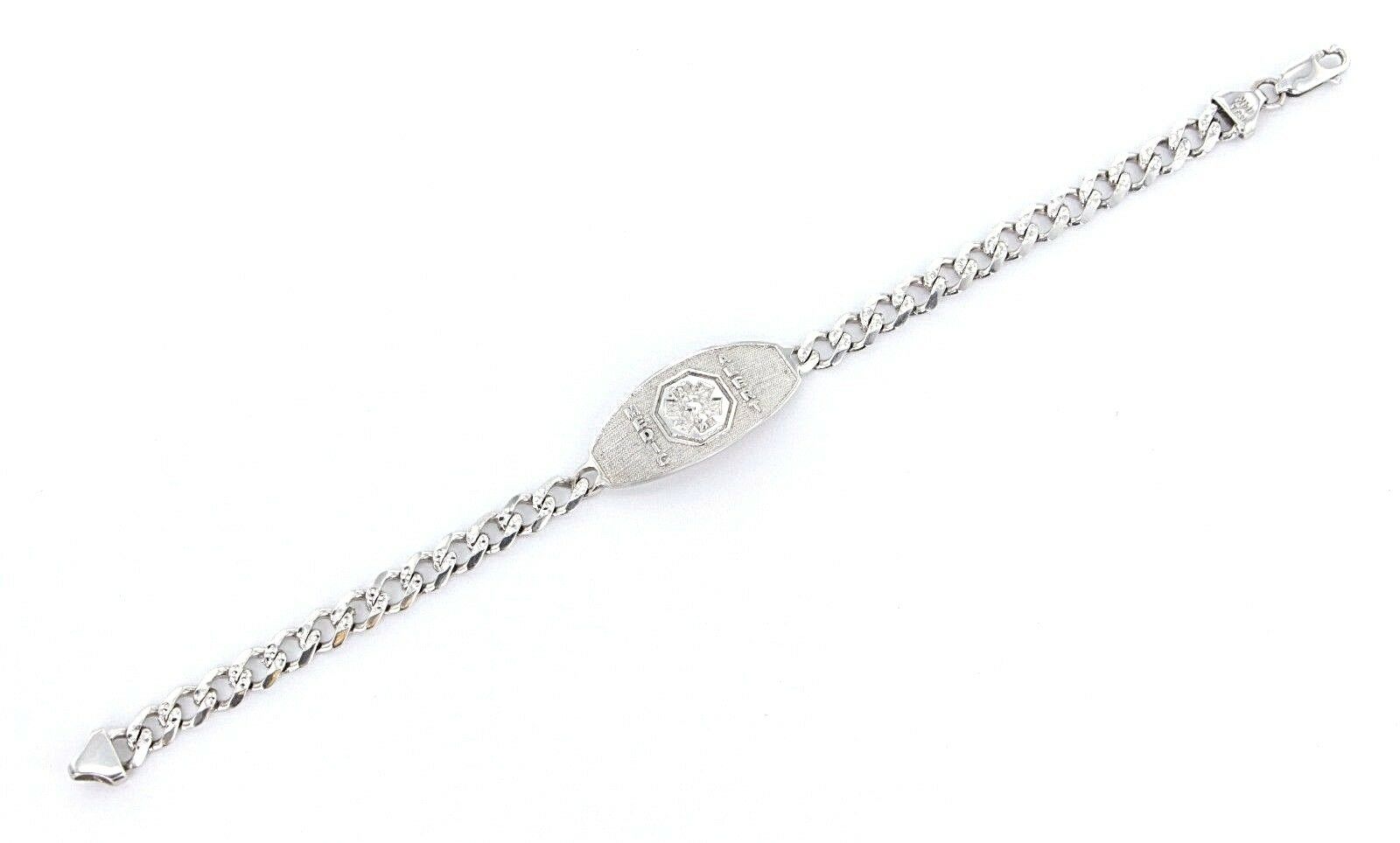 14k White Gold Handmade Fashion Link Bracelet 8" 4.2mm 12.9 grams