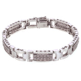 Men's 14k White Gold 1.00ctw Diamond Watch Link Bracelet 8" 10mm 35.4 grams - White  8"  10mm  1ctw  35.4grams
