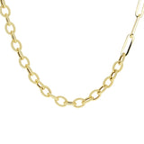 Italian 14k Yellow Gold Twist Oval & Paper Clip Link Chain Necklace 18" 10.4gram
