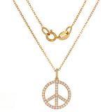 14k Rose Gold Diamond Peace Sign Pendant Necklace 18" - Rose