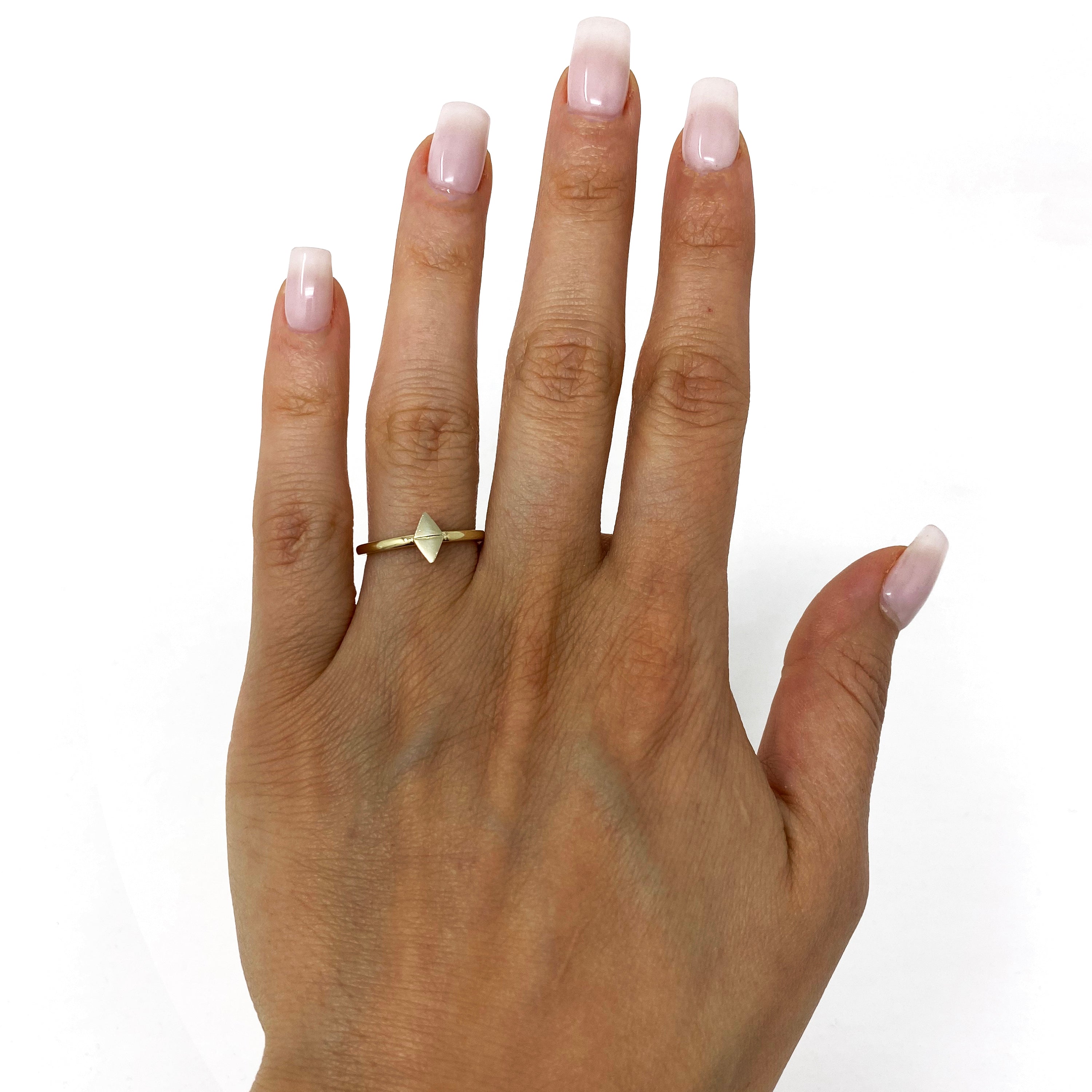 14k Yellow Gold Geometric Triangle Stackable Ring 2.1 grams Size 6.5 - Yellow