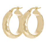 Italian 14k Yellow Gold Hollow Diamond Cut Hoop Earrings 22.5mmx6mm 3 grams