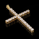 14k Yellow Gold 1.76ctw Diamond Cross Pendant 1.9" 3.8 grams