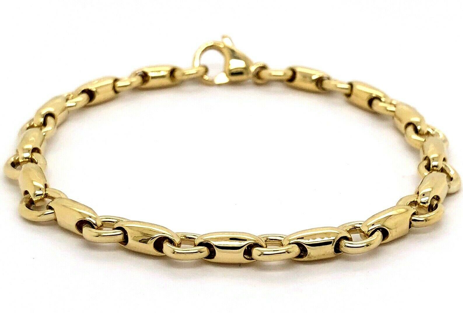 14k Yellow Gold Handmade Fashion Link Bracelet 7.5" 6.3mm 17 grams - Yellow,7.5"