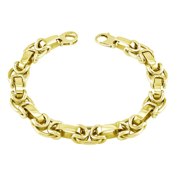 14k Yellow White or Rose Gold Handmade Fashion Link Bracelet 10.5mm