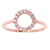 14k Rose Gold Open Circle Natural Diamond Ring Size 6 - Rose