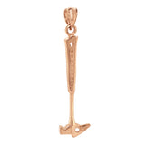 14k Rose Gold Rock Hammer Chisel Charm Pendant 1.6" 2.6 grams - Rose