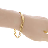 Italian 14k Yellow Gold Engravable Hollow Curb Cuban ID Bracelet 7.5" 4.9 grams